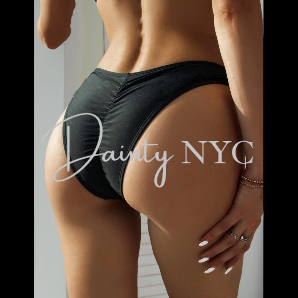 Ruched Black Bikini Bottom Summer Swimwear